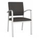 Lesro Newport Patriot Plus Charcoal Vinyl Guest Arm Chair with Silver Powder-Coated Steel Legs