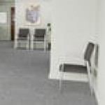 Lesro Newport Patriot Plus Charcoal Vinyl Guest Arm Chair with Silver Powder-Coated Steel Legs