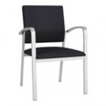 Lesro Newport Patriot Plus Charcoal Vinyl Guest Arm Chair with Silver Powder-Coated Steel Legs