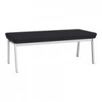 Lesro Newport Patriot Plus Charcoal Vinyl Guest Arm Chair with Silver Powder-Coated Steel Legs