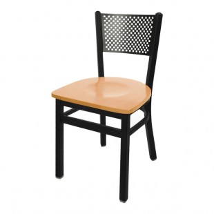 BFM Seating Polk Sand Black Metal Side Chair with Cherry Seat BFM Seating Polk Sand Black Metal Side Chair with Cherry Seat