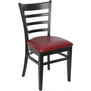 BFM Seating Berkeley Black Beechwood Ladder Back Side Chair with 2