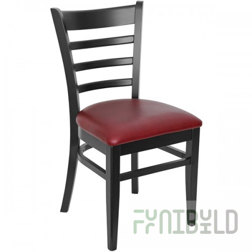 BFM Seating Berkeley Black Beechwood Ladder Back Side Chair with 2