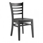 Lancaster Table & Seating Black Finish Wood Ladder Back Chair with Taupe Vinyl Seat - Assembled