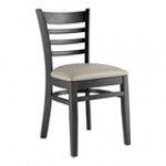 Lancaster Table & Seating Black Finish Wood Ladder Back Chair with Taupe Vinyl Seat - Assembled