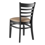Lancaster Table & Seating Black Finish Wood Ladder Back Chair with Taupe Vinyl Seat - Assembled