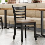 Lancaster Table & Seating Black Finish Wood Ladder Back Chair with Taupe Vinyl Seat - Assembled