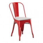 Lancaster Table & Seating Alloy Ruby Red Outdoor Cafe Chair with Tan Fabric Magnetic Cushion
