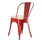 Lancaster Table & Seating Alloy Ruby Red Outdoor Cafe Chair with Tan Fabric Magnetic Cushion
