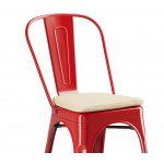 Lancaster Table & Seating Alloy Ruby Red Outdoor Cafe Chair with Tan Fabric Magnetic Cushion
