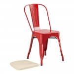 Lancaster Table & Seating Alloy Ruby Red Outdoor Cafe Chair with Tan Fabric Magnetic Cushion