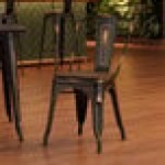 Lancaster Table & Seating Alloy Distressed Copper Indoor Cafe Chair with Walnut Wood Seat