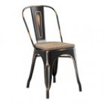 Lancaster Table & Seating Alloy Distressed Copper Indoor Cafe Chair with Walnut Wood Seat