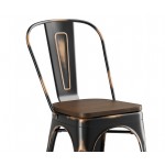 Lancaster Table & Seating Alloy Distressed Copper Indoor Cafe Chair with Walnut Wood Seat