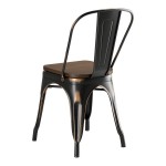 Lancaster Table & Seating Alloy Distressed Copper Indoor Cafe Chair with Walnut Wood Seat