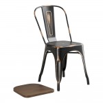 Lancaster Table & Seating Alloy Distressed Copper Indoor Cafe Chair with Walnut Wood Seat