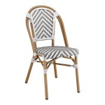 Lancaster Table & Seating Bistro Gray and White Chevron Weave Rattan Outdoor Side Chair Lancaster Table & Seating Bistro Gray and White Chevron Weave Rattan Outdoor Side Chair