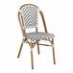 Lancaster Table & Seating Bistro Gray and White Chevron Weave Rattan Outdoor Side Chair Lancaster Table & Seating Bistro Gray and White Chevron Weave Rattan Outdoor Side Chair