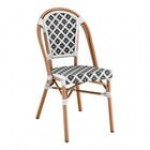 Lancaster Table & Seating Bistro Gray and White Chevron Weave Rattan Outdoor Side Chair Lancaster Table & Seating Bistro Gray and White Chevron Weave Rattan Outdoor Side Chair