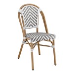 Lancaster Table & Seating Bistro Gray and White Chevron Weave Rattan Outdoor Side Chair Lancaster Table & Seating Bistro Gray and White Chevron Weave Rattan Outdoor Side Chair