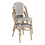 Lancaster Table & Seating Bistro Gray and White Chevron Weave Rattan Outdoor Side Chair Lancaster Table & Seating Bistro Gray and White Chevron Weave Rattan Outdoor Side Chair
