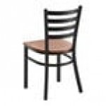 Lancaster Table & Seating Black Finish Ladder Back Chair with Antique Walnut Wood Seat - Detached Seat