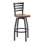 Lancaster Table & Seating Black Finish Ladder Back Chair with Antique Walnut Wood Seat - Detached Seat