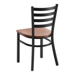 Lancaster Table & Seating Black Finish Ladder Back Chair with Antique Walnut Wood Seat - Detached Seat
