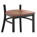 Lancaster Table & Seating Black Finish Ladder Back Chair with Antique Walnut Wood Seat - Detached Seat