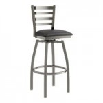 Lancaster Table & Seating Black Finish Ladder Back Chair with Antique Walnut Wood Seat - Detached Seat