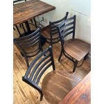 Lancaster Table & Seating Black Finish Ladder Back Chair with Antique Walnut Wood Seat - Detached Seat