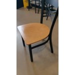 Lancaster Table & Seating Black Finish Ladder Back Chair with Antique Walnut Wood Seat - Detached Seat