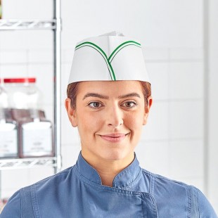 Choice Adjustable Green Stripe Disposable Overseas Cap - 1,000/Case