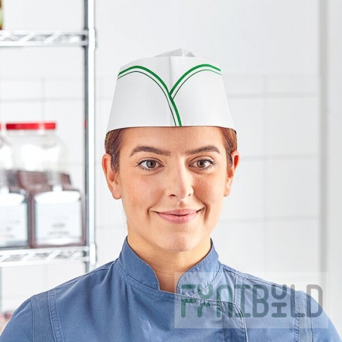 Choice Adjustable Green Stripe Disposable Overseas Cap - 1,000/Case