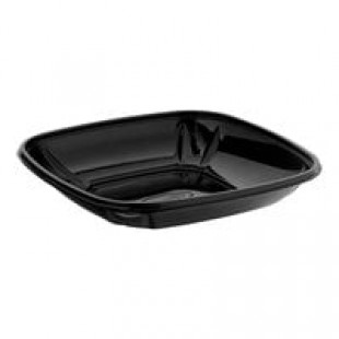 Fineline 15032L-BK Super Bowl Plus 32 oz. Black Wide Square PET Plastic Bowl - 150/Case
