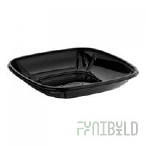 Fineline 15032L-BK Super Bowl Plus 32 oz. Black Wide Square PET Plastic Bowl - 150/Case