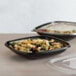Fineline 15032L-BK Super Bowl Plus 32 oz. Black Wide Square PET Plastic Bowl - 150/Case