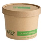 EcoChoice 12 oz. Kraft Paper Food Cup with Vented Lid - 25/Pack