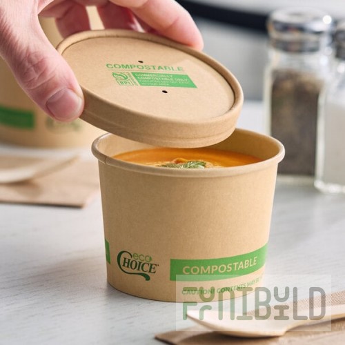 EcoChoice 12 oz. Kraft Paper Food Cup with Vented Lid - 250/Case