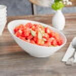 Acopa 16 oz. Bright White Slanted Porcelain Bowl - Sample