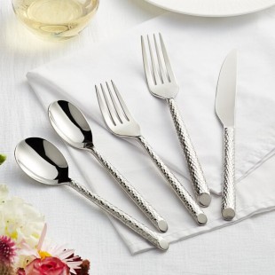 Acopa Iris 18/8 Stainless Steel Extra Heavy Weight Forged Flatware 5-Piece Set - Sample