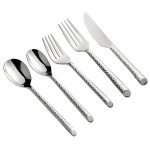 Acopa Iris 18/8 Stainless Steel Extra Heavy Weight Forged Flatware 5-Piece Set - Sample Acopa Iris 18/8 Stainless Steel Extra Heavy Weight Forged Flatware 5-Piece Set - Sample