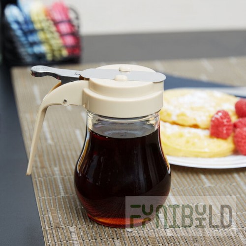 TableCraft 406A 6 oz. Glass Teardrop Syrup Dispenser with ABS Top - 12/Pack