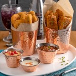 Choice 1.5 oz. Hammered Copper-Plated Stainless Steel Round Sauce Cup - 12/Pack Choice 1.5 oz. Hammered Copper-Plated Stainless Steel Round Sauce Cup - 12/Pack