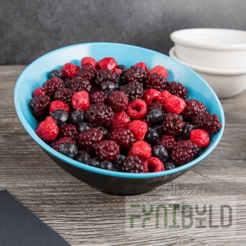 G.E.T. B-788-BL/BK Brasilia 16 oz. Blue and Black Slanted Melamine Catering Bowl