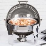 Vollrath 46070 6 Qt. New York, New York Roll Top Round Chafer with Brass Trim Vollrath 46070 6 Qt. New York, New York Roll Top Round Chafer with Brass Trim