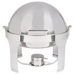 Vollrath 46070 6 Qt. New York, New York Roll Top Round Chafer with Brass Trim Vollrath 46070 6 Qt. New York, New York Roll Top Round Chafer with Brass Trim