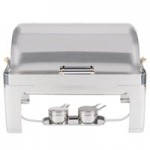 Vollrath 46070 6 Qt. New York, New York Roll Top Round Chafer with Brass Trim Vollrath 46070 6 Qt. New York, New York Roll Top Round Chafer with Brass Trim