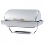 Vollrath 46070 6 Qt. New York, New York Roll Top Round Chafer with Brass Trim Vollrath 46070 6 Qt. New York, New York Roll Top Round Chafer with Brass Trim