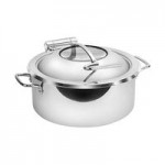 Eastern Tabletop Mini 4 Qt. Hammered Finish Round Induction Chafer with Glass Cover 5984GH